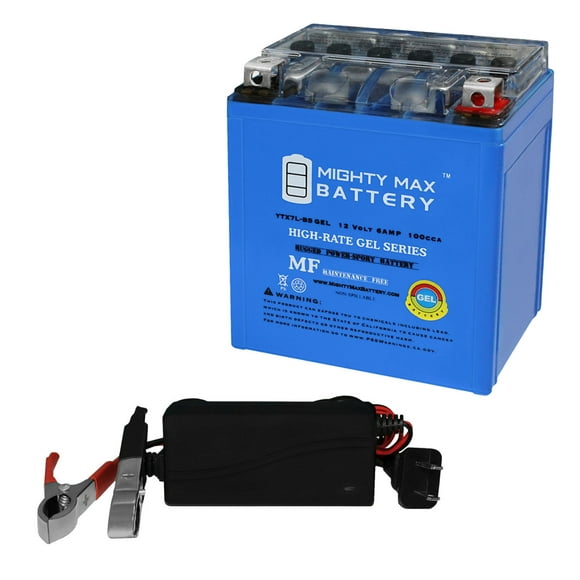 YTX7L-BS GEL Remplacement Battery pour Magneti Marelli YTX7L-BS + Chargeur 12V 1Amp