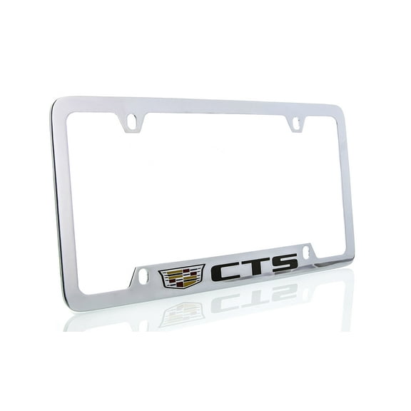 Cadillac CTS Brass License Plate Frame with Chrome Finish (4 hole)