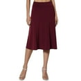 thumbnail image 4 of ZOHIUM Skirts for Women Women's Skirts Women's Summer Casual High Waisted Soft A Line Skirt With Solid Color Knee Length Skirt Skater Skirt Women's Skirts (Red,S), 4 of 6