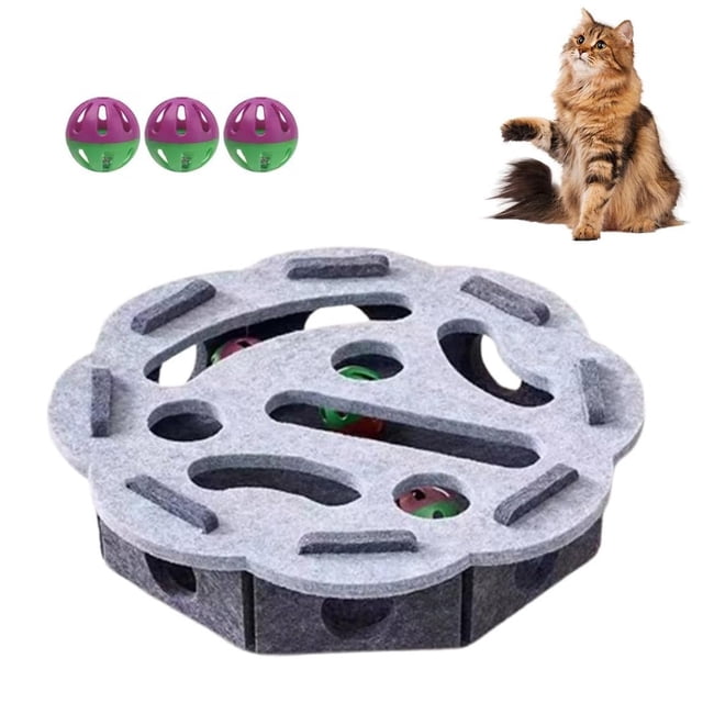Felt Scratch Puzzle Enrichment Box Maze Toy For Indoor Cats Self Play Interactive Nail File With Balls