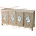 thumbnail image 3 of Side Board with Square Mirror, Modern 4-DoorStorage Cabinet with Mirrored Decorative Doors, Cabinet for Bedroom,Living Room,Office,Easy Assembly, Wood Color, 3 of 9