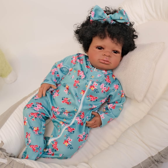 Lifelike Reborn Baby Doll Black Girl- 18-Inch Realistic Newborn Real Life Baby Dolls with Clothes and Toy Gift