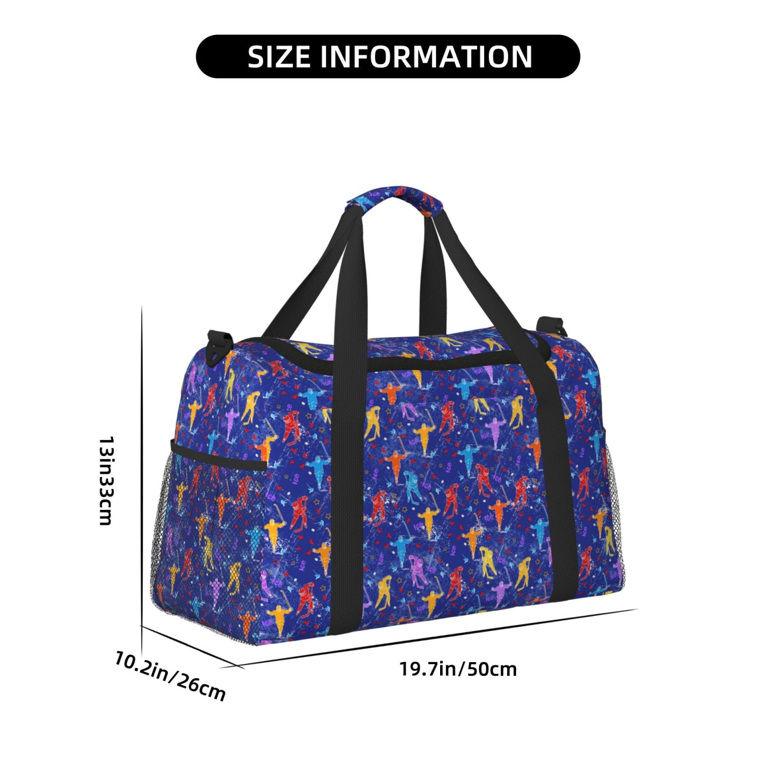 Fuzoiu Ice Hockey Players With Puck Print Travel Duffle Bag,Carry On Tote Bags,Duffel Bag,Sport Gym Bag, Hospital Bag for Labor and Delivery, Overnight Bag,Luggage Bag