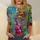thumbnail image 2 of Moda mujer cuello redondo tres cuartos 3/4 manga camiseta otoño estampado blusa Tops sudadera Fridja FKASFK3005, 2 of 5