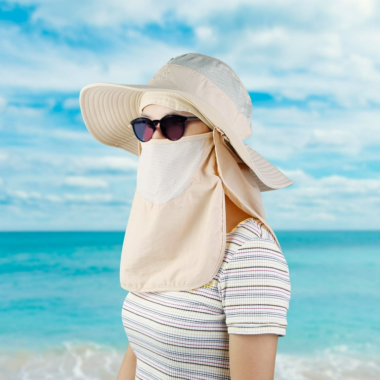 Men Women UV Protection Sun Hats Neck Face Flap Cap Wide Brim Fishing  Bucket Hat