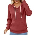 thumbnail image 2 of AGWOLF Waffle Knit Hoodies for Women Trendy Long Sleeve Tops Comfy Button V Neck Hooded Sweatshirts Loose Fit Fall Pullover, 2 of 4