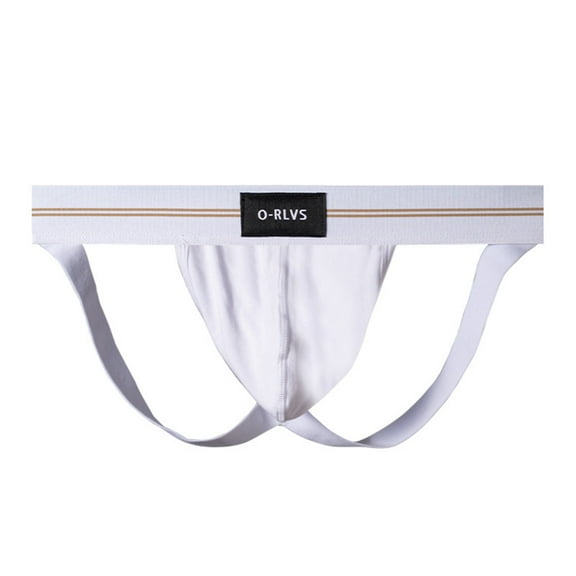 khonts,Men's Sexy Low Waist Thongs Color Blocking Briefs Elastic Underpants White XL