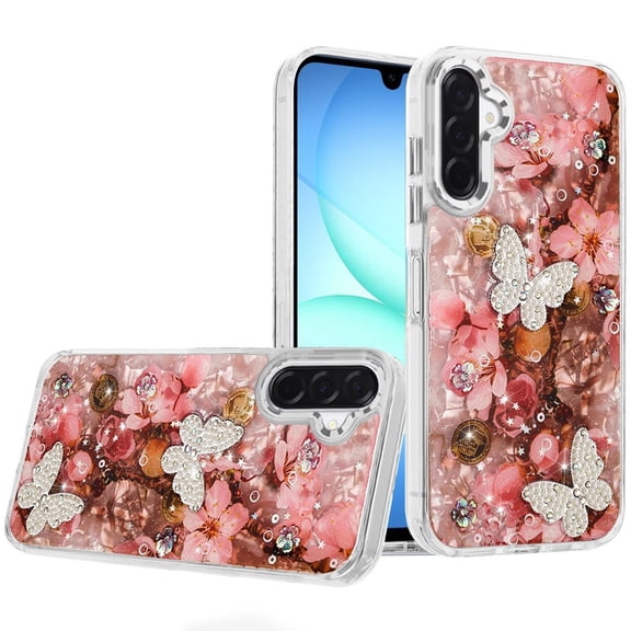 For Samsung A17 5G Epoxy Glitter Butterfly Ornaments Design HQ Metal Buttons Hybrid - 4