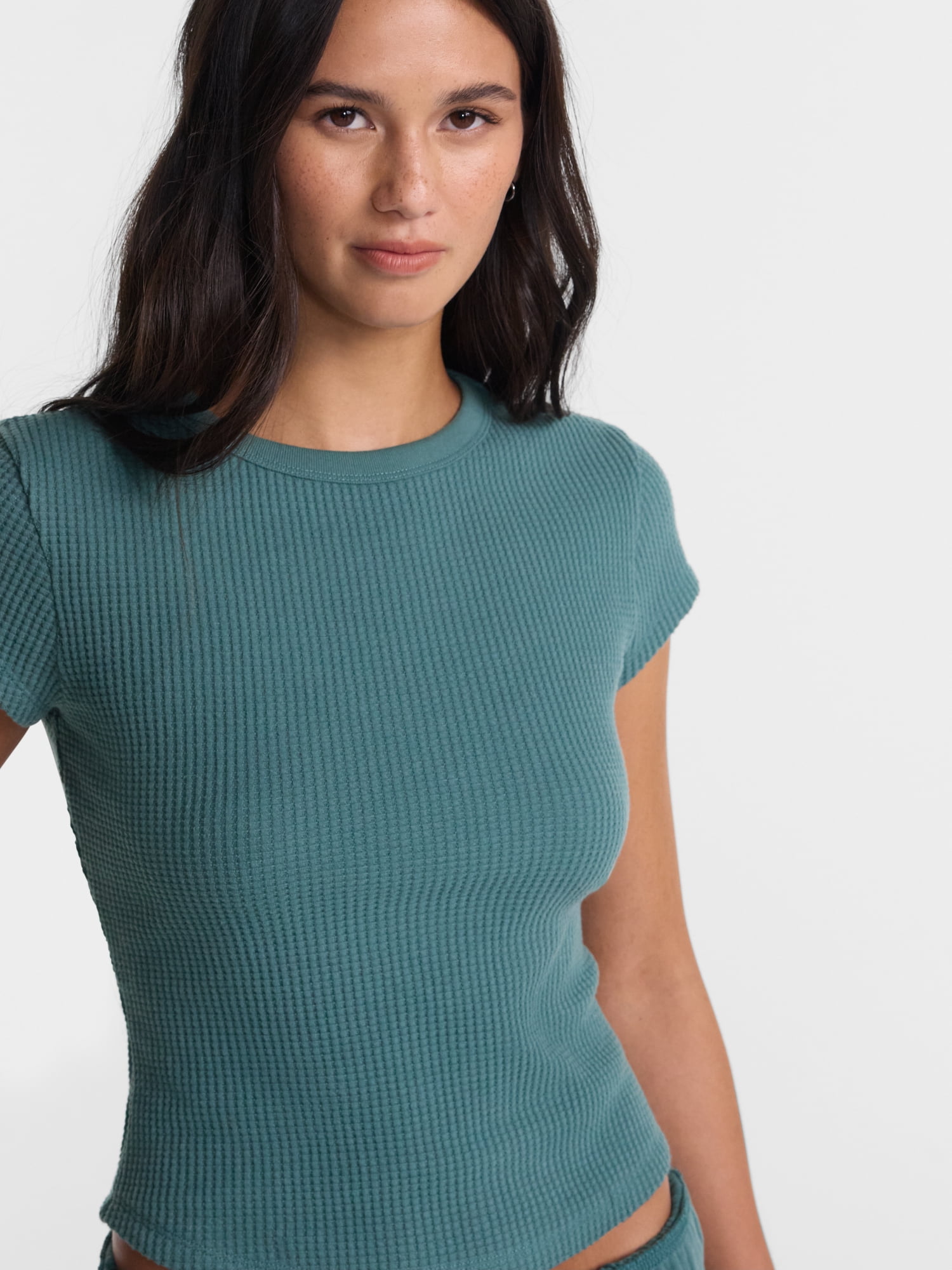No Boundaries Waffle Knit Tee, Women’s XXS-XXL