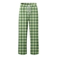 thumbnail image 5 of Men's Cotton Lightweight Plaid Sleep Pants| Lounging PJ Bottoms Drawstring Pants with Pockets and Button Fly | Multi Packs & Colors (12-Green, S), 5 of 6