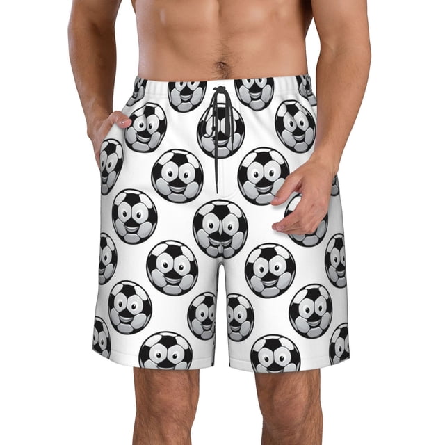Fotbe Happy Soccer Trajes de Baño Estampados para Hombre, Shorts de Verano de Secado Rápido, Ropa de Playa, Bañadores-X-Large