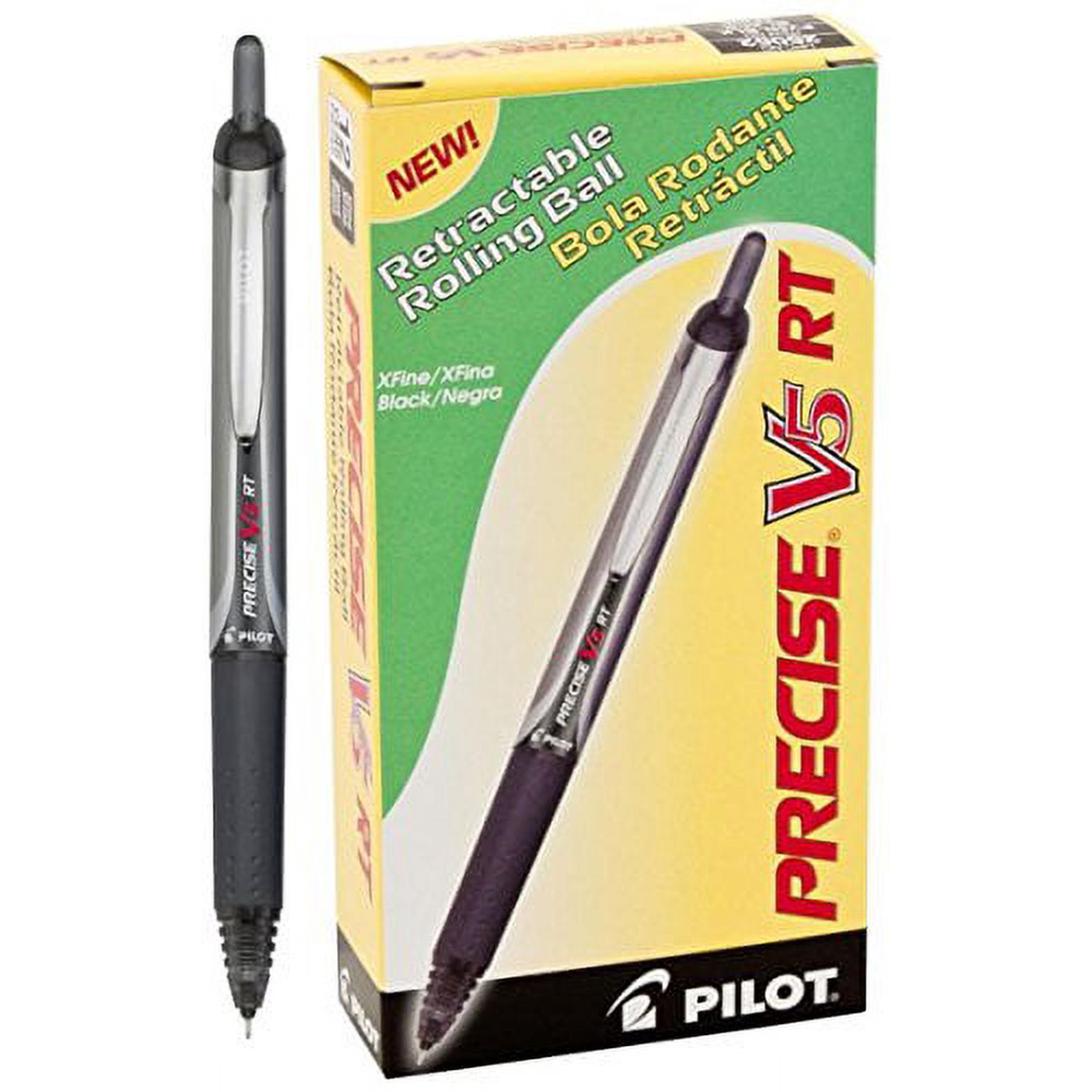 2 Dozen Total 24, Pilot Precise V5 RT Retractable Rolling Ball Pens, Extra Fine Point, Black Ink (26062)