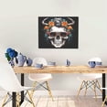 thumbnail image 5 of Kdxio Flower Horn Skull A Pattern Canvas Wall Art for Living Room Wall Decor for Bedroom Bathroom Modern Framed Canvas Art Prints Ready to Hang,Horizontal, 5 of 6