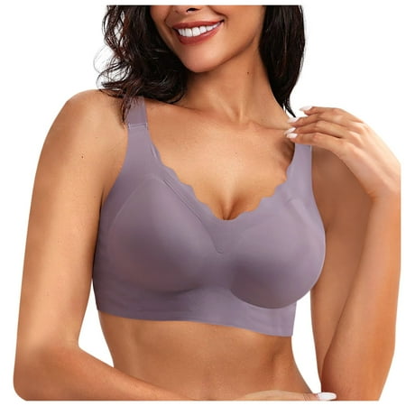 OJSFQUFP Brasieres Para Mujer Coffee Women Soild Color Wireless Sports Seamless Push Up Adjustable Yoga Sleep Comfortable Large Bra L3