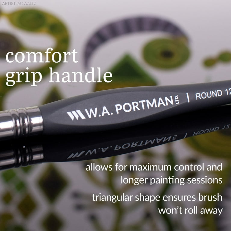 W.A. Portman Round Paint Brushes Set, 4 Synthetic Artist Paint Brushes
