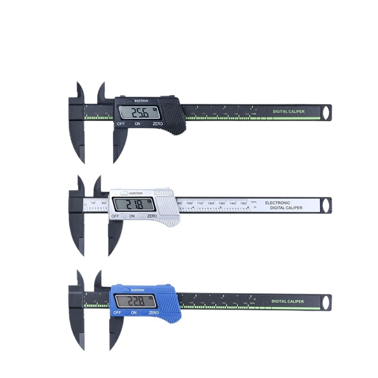 0-150mm Plastic Electronic Digital Caliper Carbon Fiber Dial Vernier Caliper Gauge Micrometer Measuring Tool Digital Ruler ,Complete Kit
