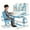 Blue #1, variant on YNCE Desk for Kids, Kids Desk and Chair Set Adjustable Height with Drawers and Storage, Cartoon Pattern Kids Desk, Curved Desktop School Study Desk for Kids, Kids' Desks for Girls