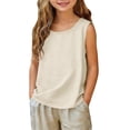 thumbnail image 3 of Tranfacy Girls Round Neck Tank Top Sleeveless Solid Casual Fashion Outer Layering Shirts, 3 of 5