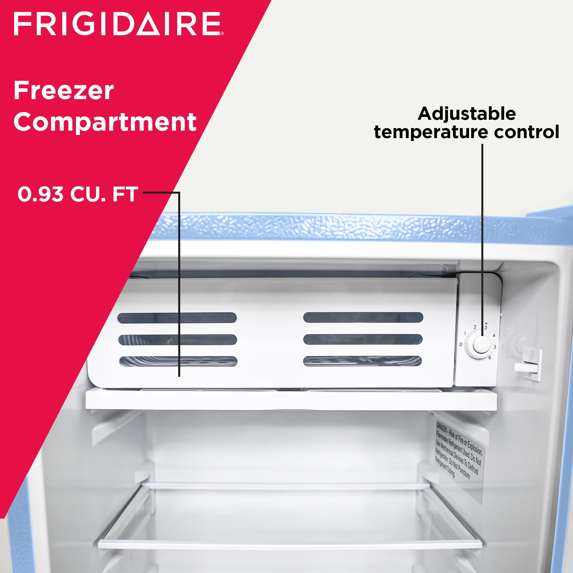 Frigidaire 3.2 Cu ft Retro Mini Refrigerator with Side Bottle Opener EFR376, Blue