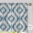 thumbnail image 2 of Blue White Geometric Curtains 27 Inches Wide 24 Inches Length 2 Panels Modern Minimalist Rod Pocket Window Curtain Vintage Aesthetic Printed Curtains for Kitchen Bathroom, 2 of 6