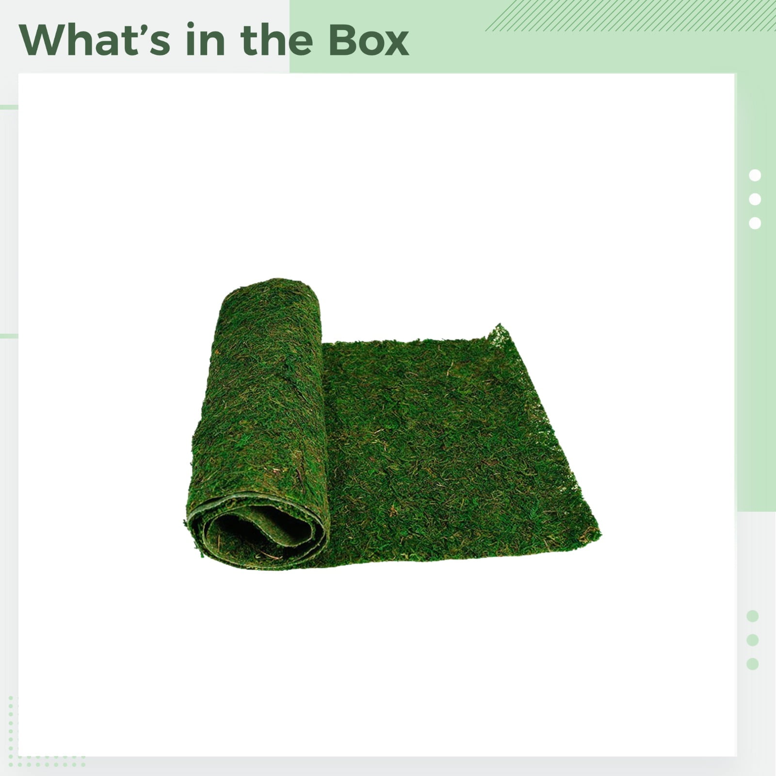 47.2 in / 120 cm Artificial Moss Roll, Green Moss Sheet for Landscaping and Decoration, Faux Moss Table Runner for Wedding Party and Home Decor, Easy to Install, Lush Moss for Realistic Look
