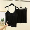 thumbnail image 2 of Women Pajama Sets Summer Cotton Suspender Shorts Loose Home Pajama Set,Black 2XL, 2 of 4