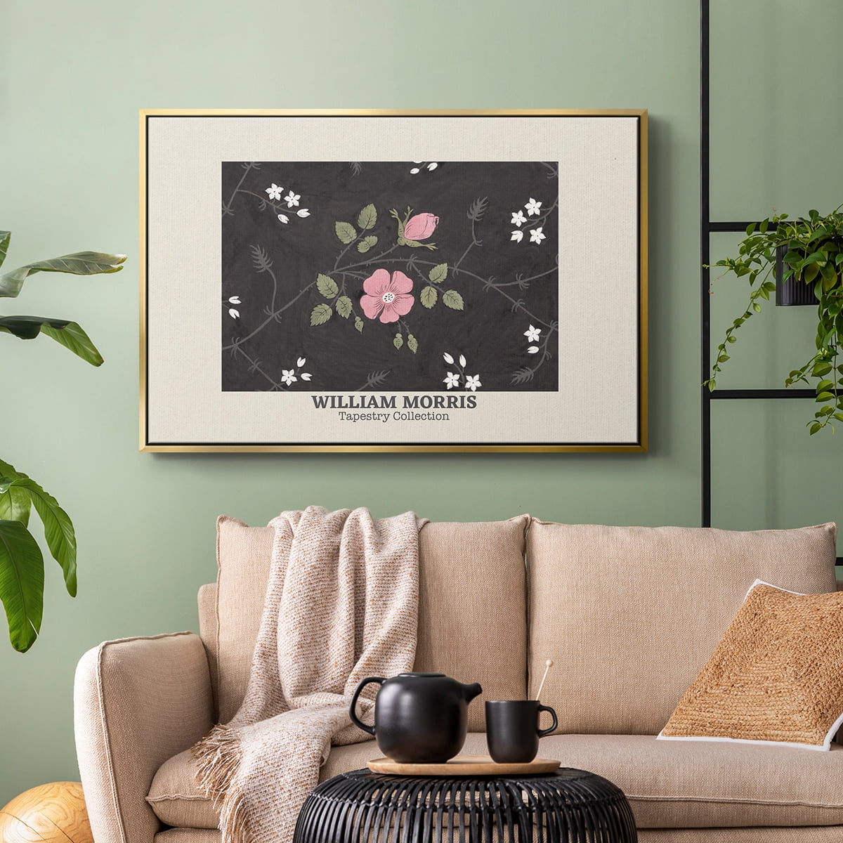 Vintage Abstract Print-LIII Framed in Gold Wood Gallery Wrapped Canvas 17 in. x 25 in.