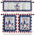 thumbnail image 2 of Independence Day Window Curtain Set with Tiers and Valance, 3 Pieces Rod Pocket Valances 4th of July Gnomes Patriotic Theme Window Treatment Semi Sheer Kitchen Bedroom Farmhouse Decor (52" W x 18" L), 2 of 3