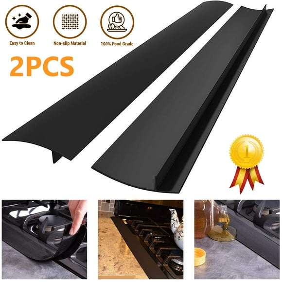 Silicone Gap Cover, (2 Pack) Silicone Gap Stopper Kitchen Stove Counter Gap Covers - 21 inches Flexible Stove Space Fillers, Food Grade, Non-Toxic, Black