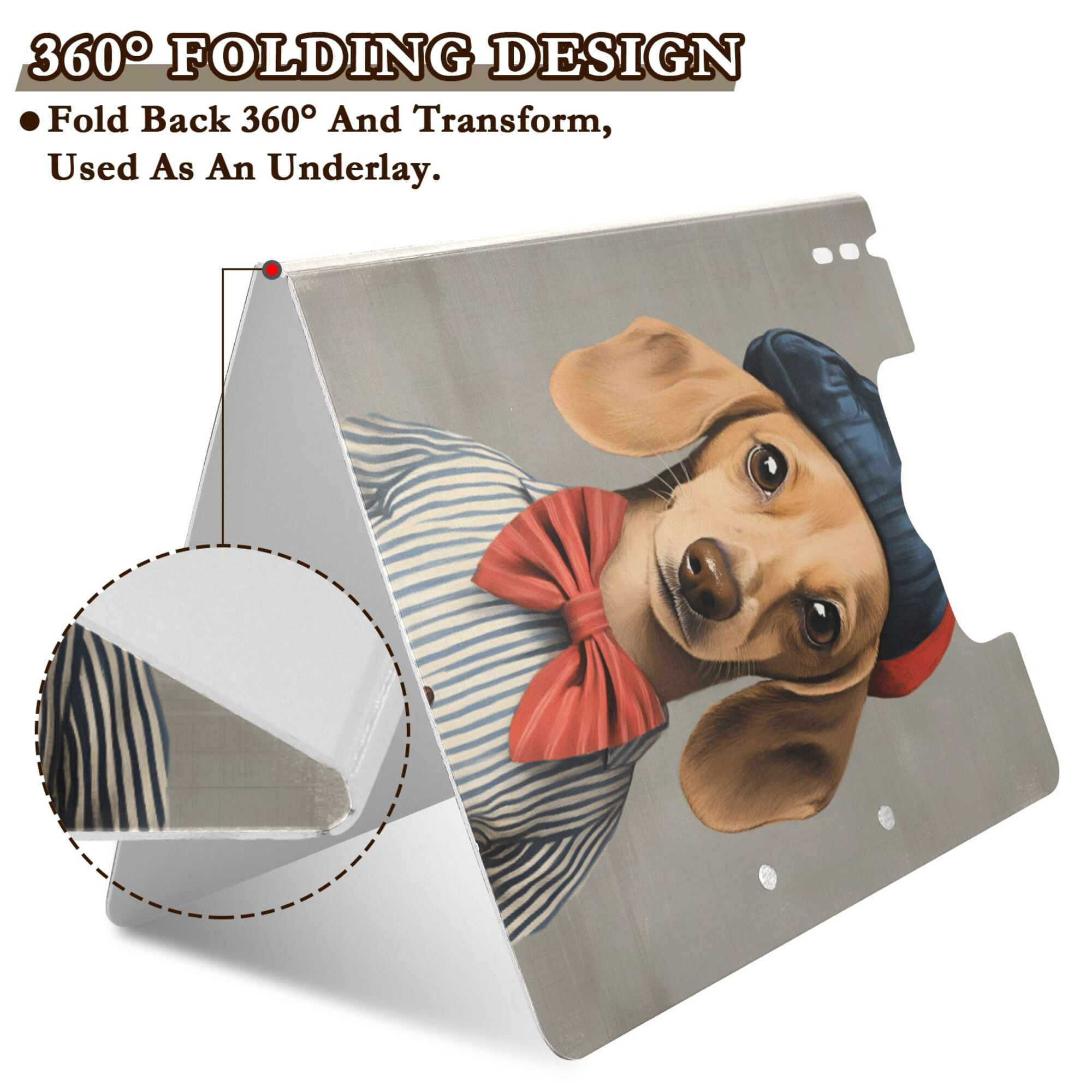 FORMRS A4 Clipboard Folder with Pen Holder Horizontal Foldable School Office Binder, Yellow Dog Artist