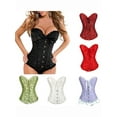 thumbnail image 5 of FANNYC Women's Lacing Corset Top Floral Boned Overbust Body Shaper Waist Cincher Bustier Plus Size With G-String, 5 of 8