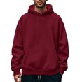 thumbnail image 6 of Caqnni Mens Casual Cotton Hooded Collar Drawstring Hoodies Solid Color Pullover Sweatshirts Casual Long Sleeve Shirts for Fall and Winter (M,Red), 6 of 9