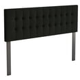 Castle Place Upholstered Button Tufted Linen Headboard, Black, King