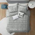 thumbnail image 4 of Intelligent Design Full/Queen Comforter Set with Decor Pillow Metallic Geometric 5Pcs Gray/Silver, 4 of 8