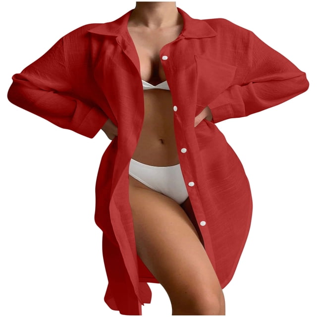 Camisas de Manga Larga Sólidas para Mujeres Moda de Manga Larga Blusas Sólidas Cuello en V Longitud Regular Poliéster Casual