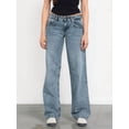 thumbnail image 6 of Women Baggy Jeans Mid-Low Waist Boyfriend Streetwear Vintage Jeans Wide Leg Denim Pants 12176 Light Blue XS, 6 of 8