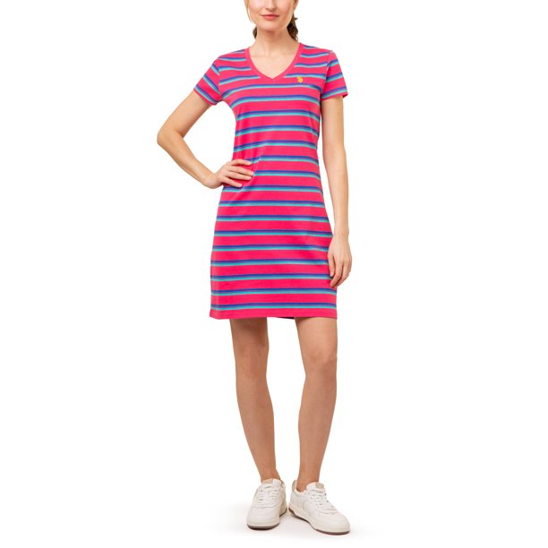 U.S. Polo Assn. Women's Stripe V Neck Dress - Walmart.com