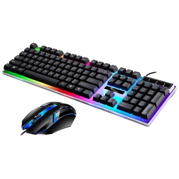 Gaming Keyboard and Mouse Combo, G21B LED Rainbow Backlit Keyboard with 104 Key Computer PC Gaming Keyboard for PC/Laptop(Black)