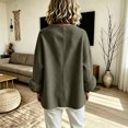thumbnail image 4 of Coats For Women Short Fuzzy Cuff Draped Collar Loose Fit Outerwear Solid Color Long Sleeve Casual Jacket For Fall Winter, 4 of 6