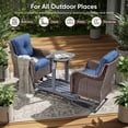 thumbnail image 3 of PARKWELL Outdoor Wicker Glider Chairs Set with Center Table, 2 Cushioned Patio Glider Chairs on Sliding Base, Smooth Forward and Back Gliding Motion for Porch, Deck, Backyard, Brown/Navy, 3 of 11