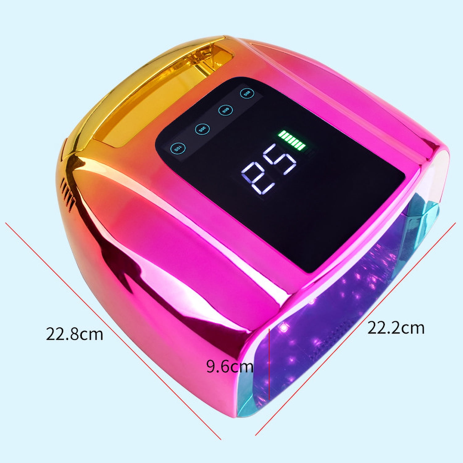 Cordless UV LED Nail Lamp 96W Rechargeable Nail Dryer with Removable Stainless Steel Bottom Auto Sensor 4 Timer Quick Dry All Nail Gel Polish Professional Curing Lamp for Home & Salon DIY Manicure