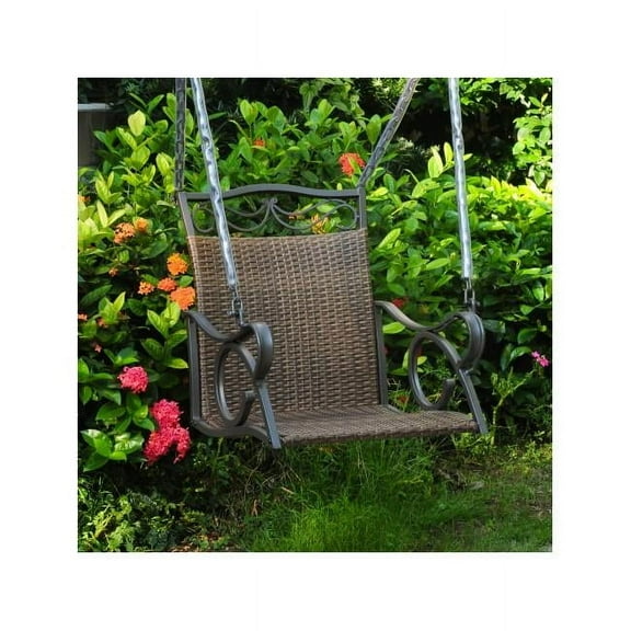 Valencia Resin Wicker & Steel Single Chair Swing, Antique Brown