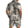 thumbnail image 6 of Mens Short Sleeve 2 Piece Sets Retro Texture Print Button Down Casual Summer Beach Vacation Shirt and Shorts Outfit, 6 of 6