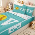 thumbnail image 3 of Erosebridal Letter Softball Zipper Full Size Comforter Sets with Fitted Sheet and 2 Pillowcases for Girls, Turquoise Cartto Ball Print Zipper Bedding Set, Polkadot Reversible, 4 Pieces, 3 of 7