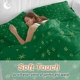 thumbnail image 4 of Christmas Snowflake Bedding Duvet Cover Set Queen Size 4 Pieces Winter Green Retro Texture Bedding Set with Zipper Closure, 1 Comforter Cover 90x92 Inches 1 Flat Sheet & 2 Pillow Cases, 4 of 7