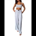 thumbnail image 2 of Conjuntos Casuales de Dos Piezas para Mujer, Camiseta Sin Mangas con Cuello en V y Cintura Elástica, Chándal de Verano con Bolsillo. Gris M, 2 of 10