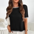 thumbnail image 2 of vigerkar Womens Knit Sweater Tops Short Sleeve Summer Tops Clothes Trendy T Shirts Fall (Black, M), 2 of 8