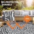 thumbnail image 7 of Hasoo 8' x 10' Gray/White Outdoor Rug for Patio Decor Waterproof Plastic Straw Modern Geometric Carpet PP Tube Woven Portable Camping Mat for Picnic Balcony, 7 of 7