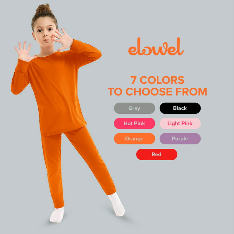 Elowel Thermal Underwear Set for Girls Kids Thermals Base Layer Large Gray