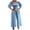 Light Blue, variant on TJAZFJPA Festival Outfits European and Style off the Shoulder Midriff Top with Short Sleeved Flounces and Wide Leg Pure Color Denim Suit for Women Women Pant Suits Dressy
